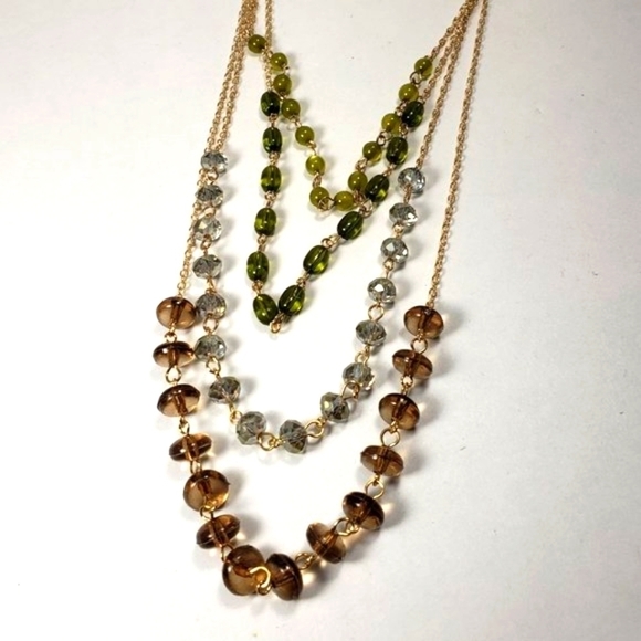 Gold tone Stylish Layered Colorful Beaded Necklace - Women's Fashion Jewelry - Picture 7 of 11